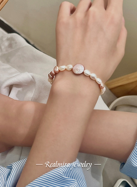 JINYU紫色巴洛克珍珠手链女