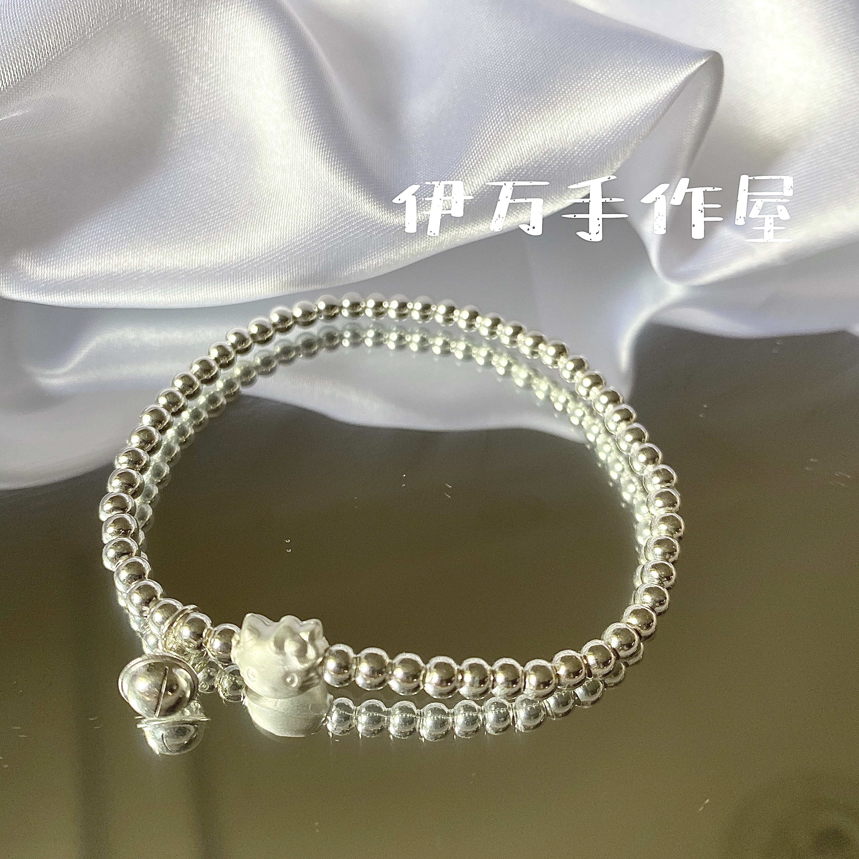 925纯银手链凯蒂猫铃铛简约