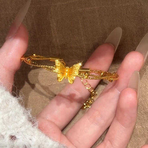 星光蝴蝶金色链条手镯百搭手镯女