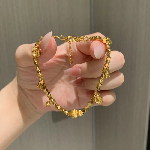 碎金葫芦小花手链古法沙金