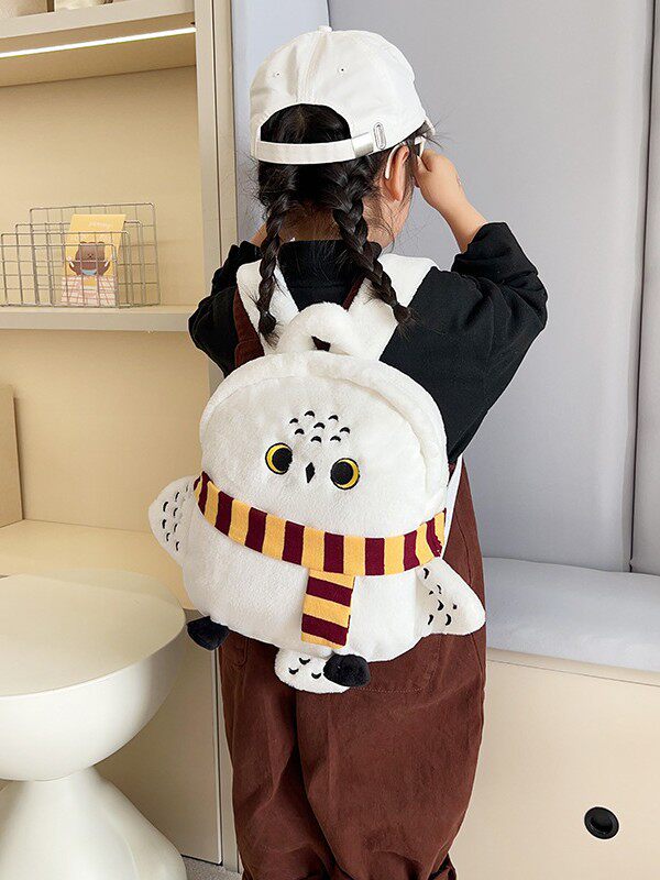 卡通可爱猫头鹰雪人毛绒双肩包包软萌玩偶公仔背包小学生休闲包潮