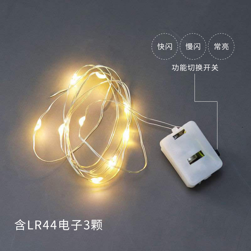 发光猫耳朵纽扣电池蛋糕装饰灯串