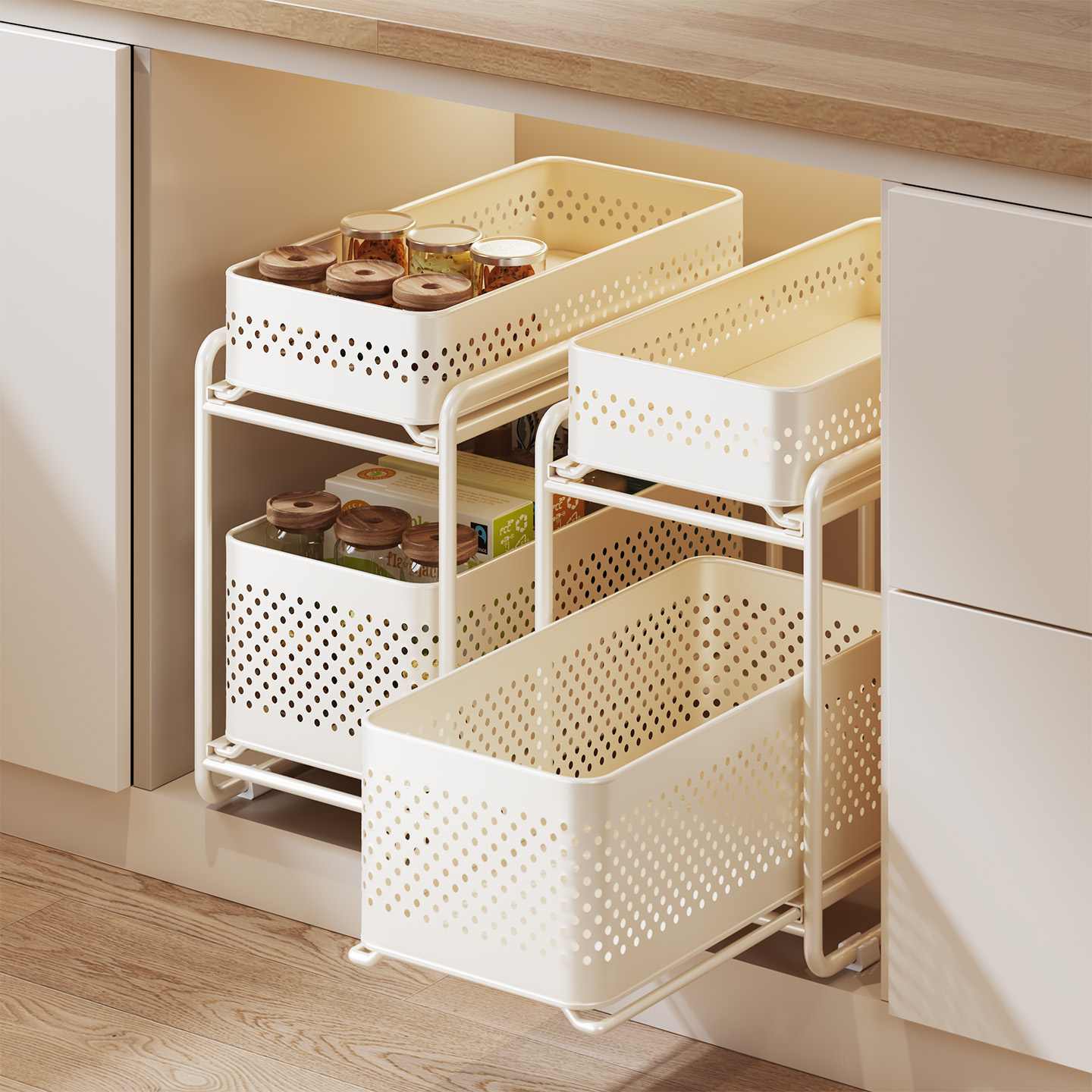 免安装厨房抽拉式置物架