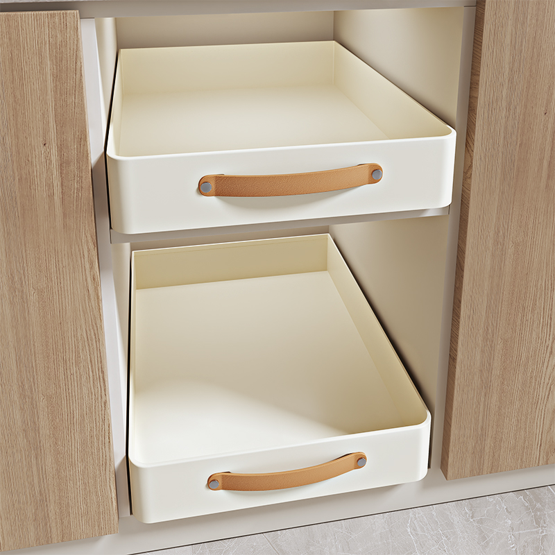 橱柜免打孔抽拉式收纳盒