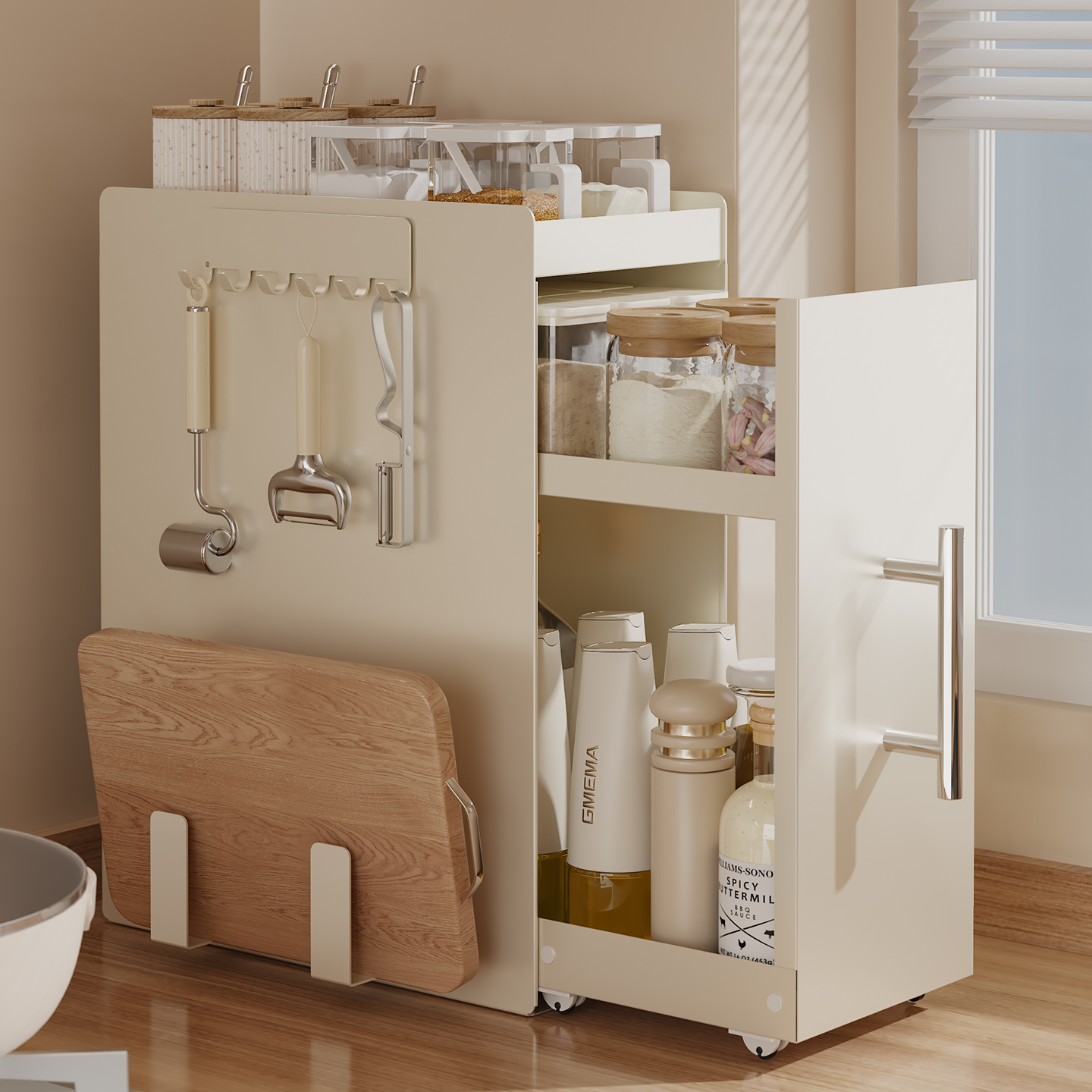 【台面窄边可用】抽拉式调料架