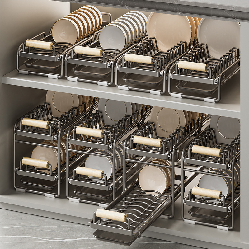 橱柜内抽拉式碗碟收纳架