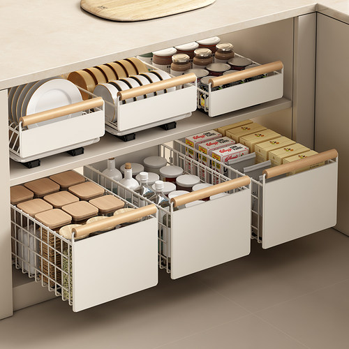 碗碟架抽拉式免钉安装超强收纳