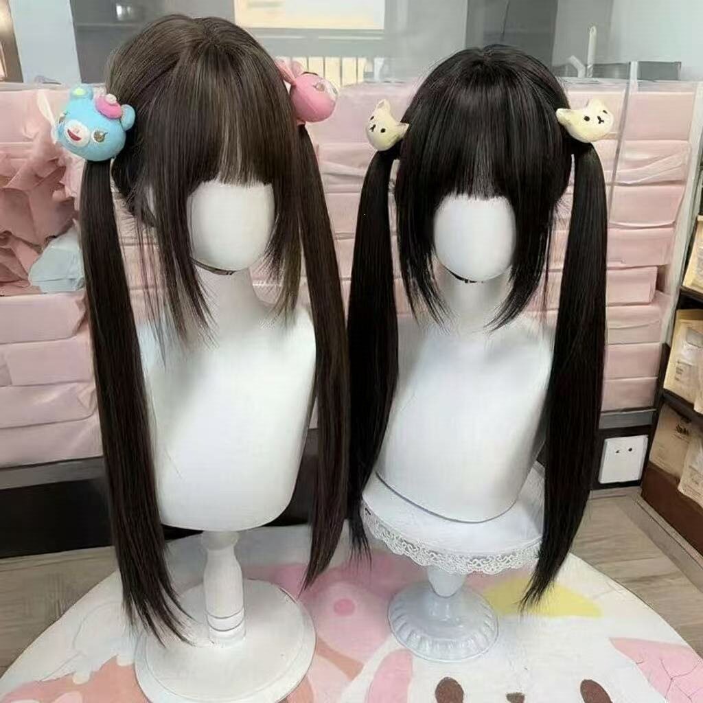 日系jk假发女60CM长直发齐刘海扎