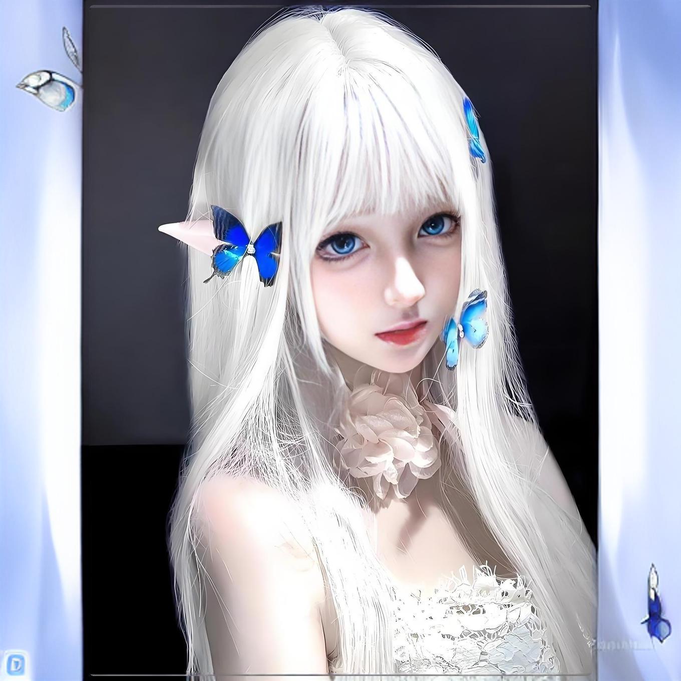 白色假发女长发日常lolita长直发