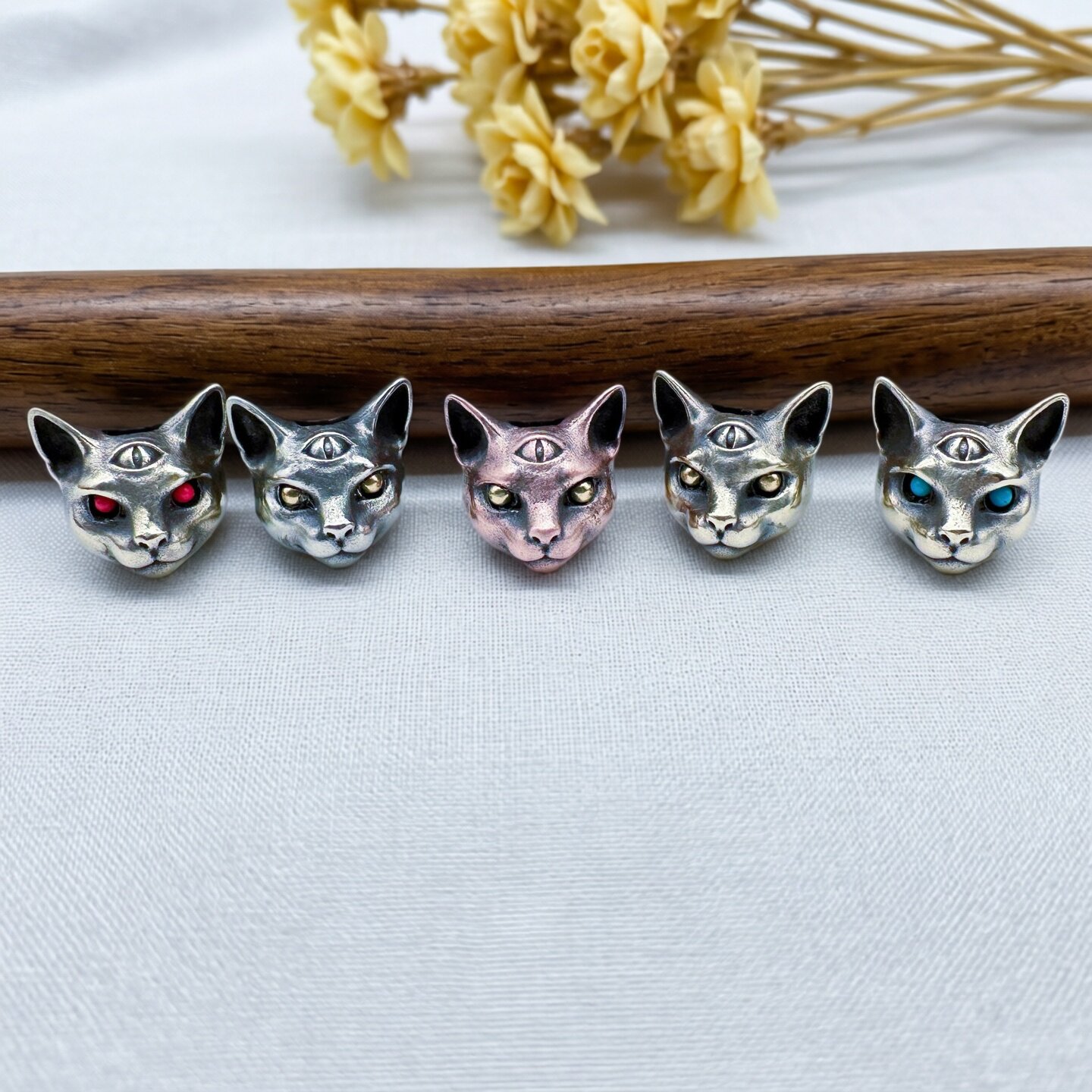 复古黄铜三眼埃及财猫刀坠挂件