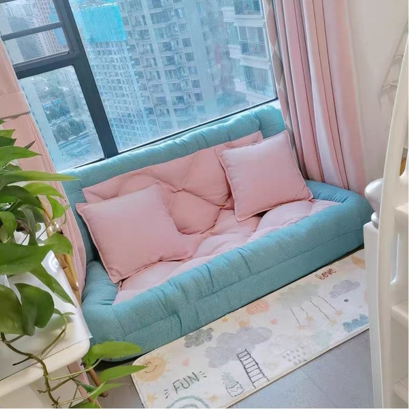 懒人沙发两用床折叠躺椅榻榻米单人双人网红小型女生卧室阳台可爱_虎窝淘