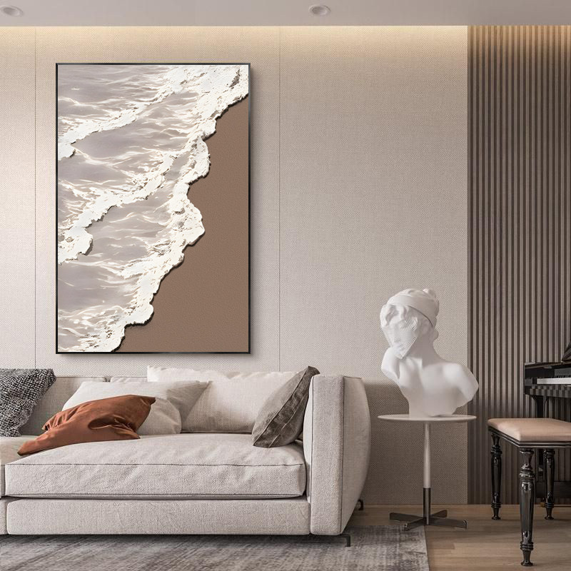 卧室餐厅玄关装饰画高级感海浪肌理风现代轻奢客厅沙发背景墙挂画