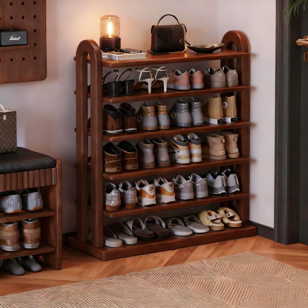MOER实木鞋架家用门口多层入户简易窄鞋柜小户型收纳鞋子置物架子