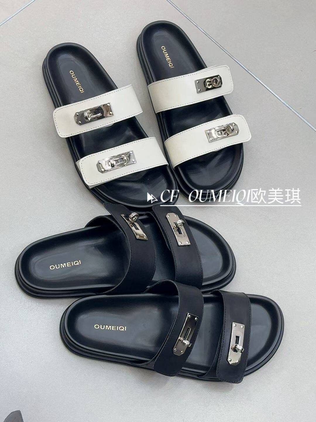 2026年夏季新款牛皮外穿皮拖鞋配裙子女气质款舒适百搭休闲凉拖