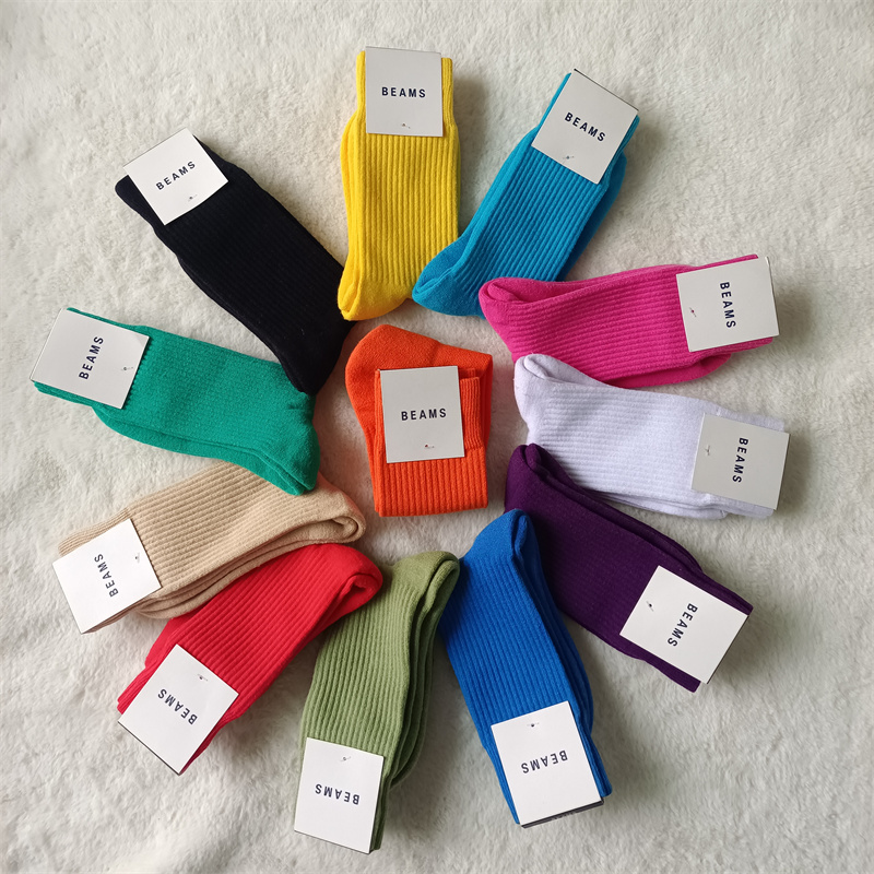 日系男运动袜高筒袜毛巾底运动袜