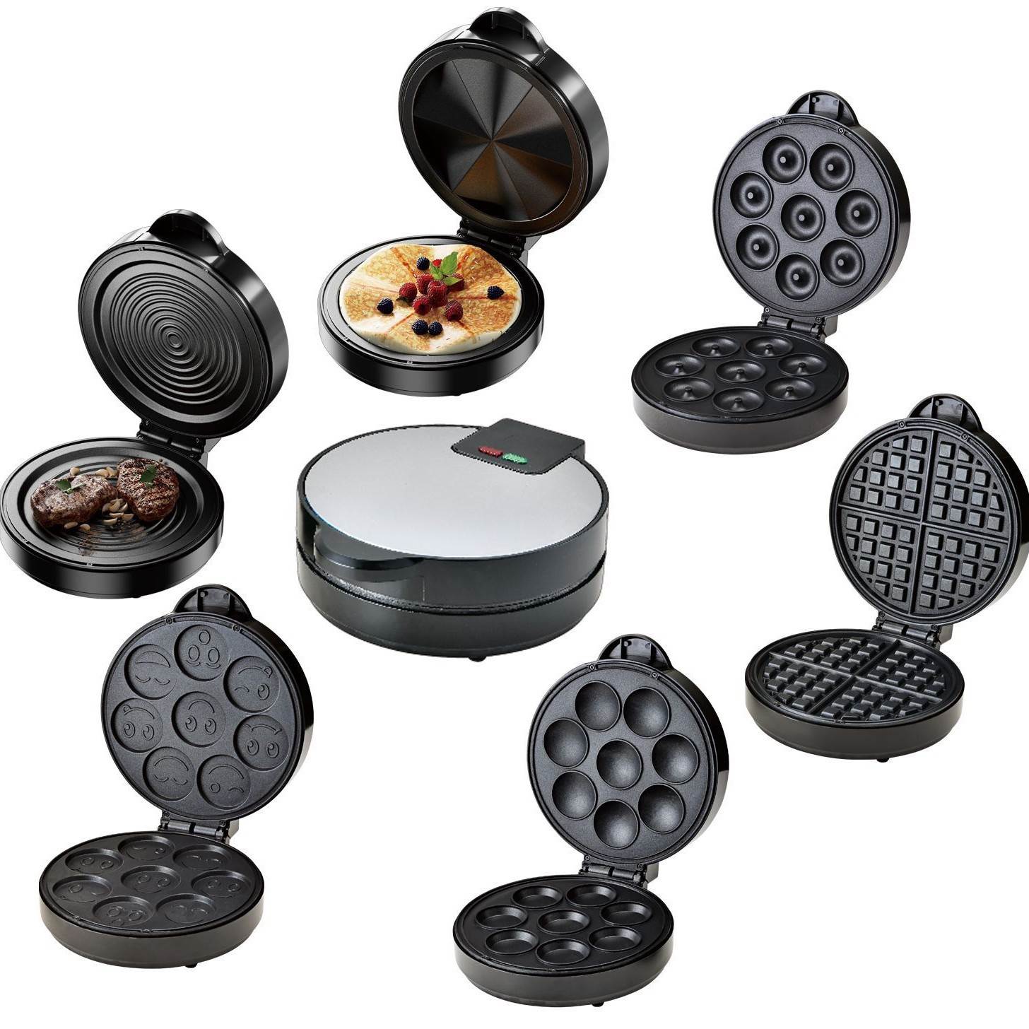 110V跨境早餐机华夫饼机双面加热电饼铛轻食汉堡机Burger Maker