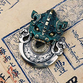 中国风复古青铜饕餮钺斧吊坠手工汽车钥匙扣挂件包包挂饰