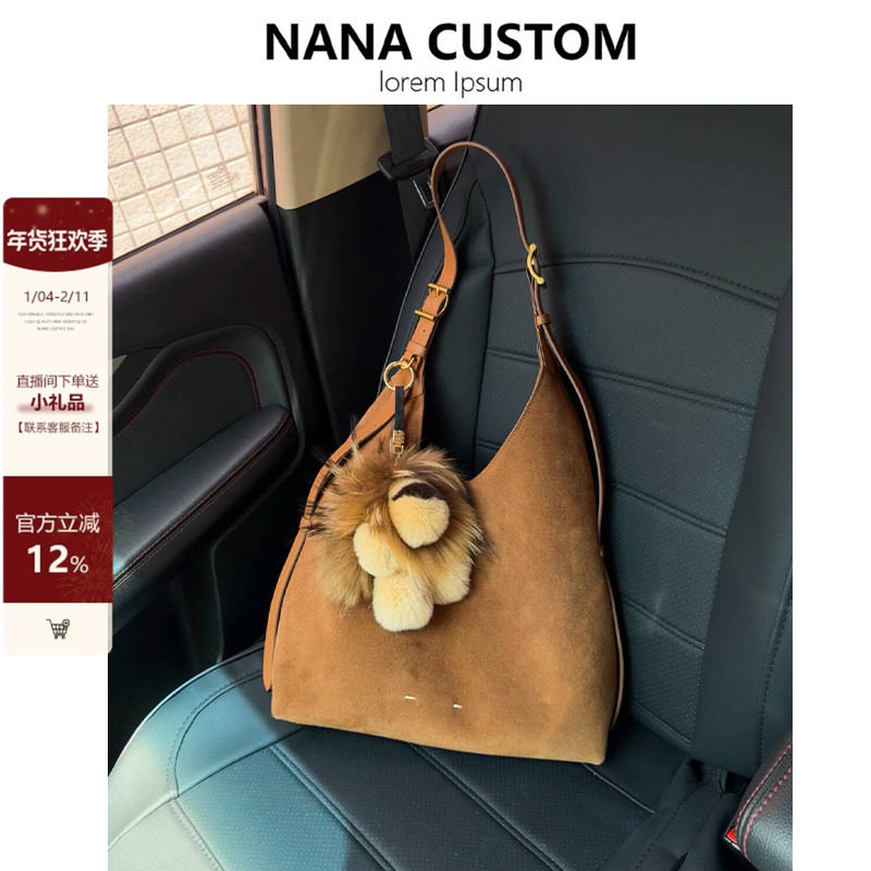 秋冬麂皮垂耳腋下包女大容量通勤托特包2025新款高级感单肩枕头包,箱包皮具/热销女包/男包,通用款女包,淘宝优惠券,粉丝福利购,淘宝优惠卷