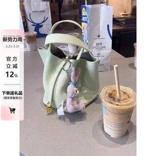 2026春夏气泡绿色菜篮子包包女高级感手提水桶包大容量百搭子母包