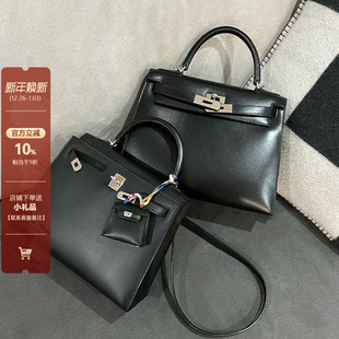 2025新款 box牛皮二代mini凯莉包包女高级感黑色手提包单肩斜挎包