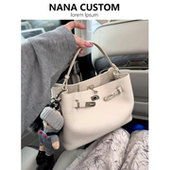 小众白色托特包包女通勤百搭手提水桶包大容量真皮单肩斜挎子母包