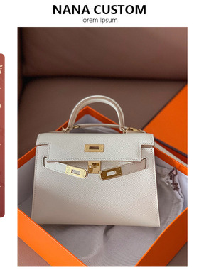 高级感真皮大象灰二代mini凯莉包手提包女2025新款迷你单肩斜挎包