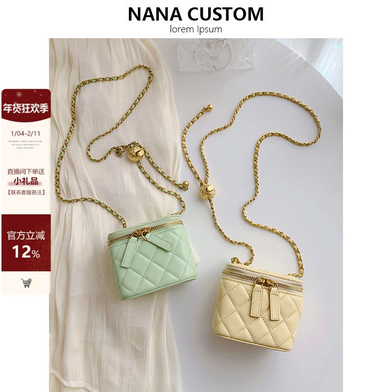 小香风菱格链条金球盒子包单肩斜挎小方包女高级质感迷你口红小包,箱包皮具/热销女包/男包,小方包,淘宝优惠券,粉丝福利购,淘宝优惠卷