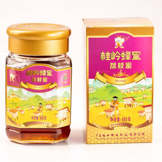 长寿之乡产品 桂岭蜂蜜 荔枝蜜450g 1斤玻璃瓶装 盒装