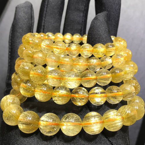 维纳斯发晶手串天然水晶巴西金发晶手链男女钛晶满密顺发晶黄发晶