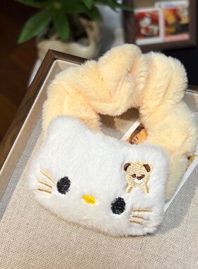 毛绒大肠发圈饰品猫咪头绳秋冬绒毛毛夹猫礼品皮筋新款可爱发饰