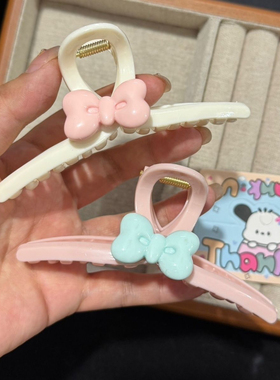 新款森系少女发夹蝴蝶结气质高级女网后脑勺鲨鱼头饰马尾夹发夹