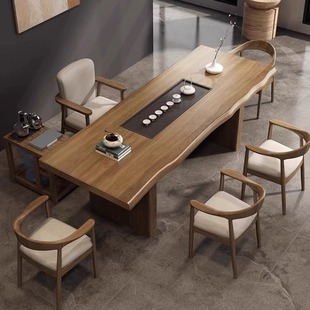 实木茶桌茶台一体泡茶桌椅组合现代简约办公室新中式茶台大板茶桌