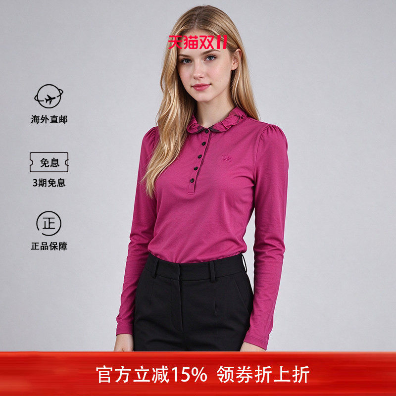 BURBERRY女士POLO衫长袖衬衫