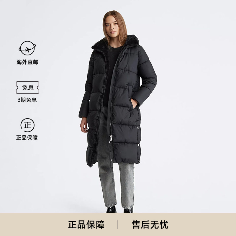 女士黑色长款棉服加厚保暖
