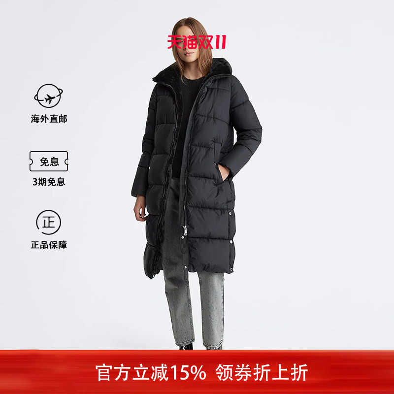 女士黑色长款棉服加厚保暖