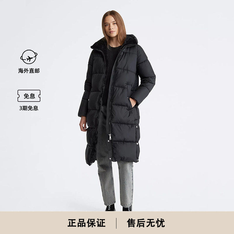 女士黑色长款棉服加厚保暖