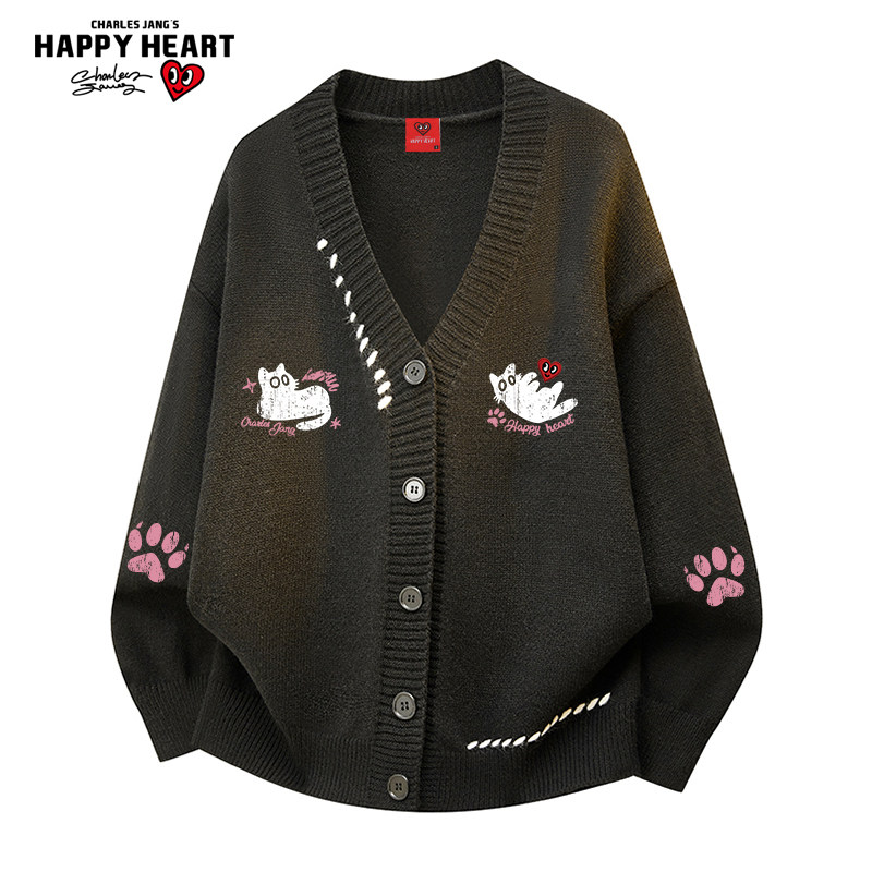 查尔斯桃心 美式开衫卫衣男秋冬季宠物印花慵懒风针织衫情侣外套,男装,针织衫/毛衣,淘宝优惠券,粉丝福利购,淘宝优惠卷