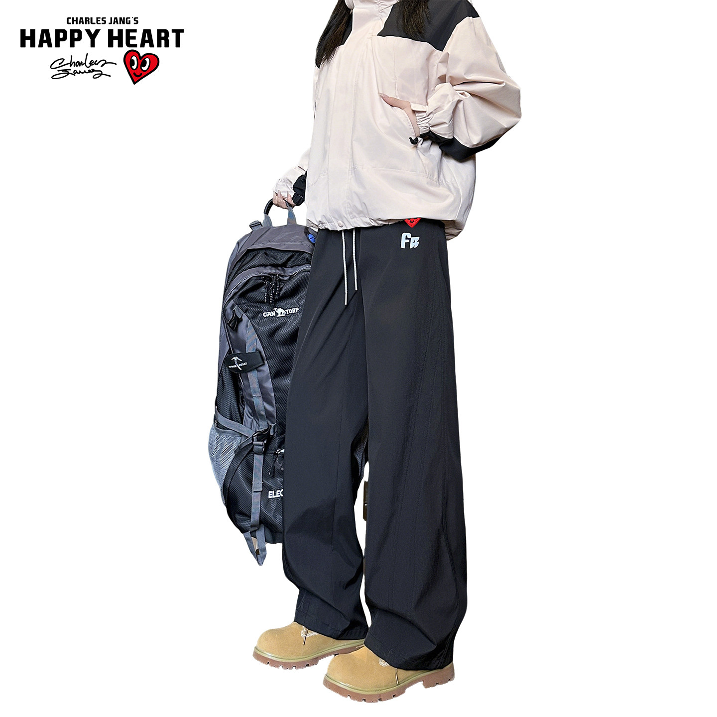 查尔斯桃心 美式解构防水冲锋裤子男女春秋季新款情侣直筒运动裤,男装,休闲裤,淘宝优惠券,粉丝福利购,淘宝优惠卷