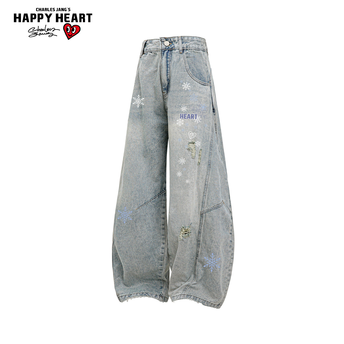 查尔斯桃心牛仔裤子男女春秋复古百搭弯刀裤阔腿宽松运动休闲长裤,男装,牛仔裤,淘宝优惠券,粉丝福利购,淘宝优惠卷