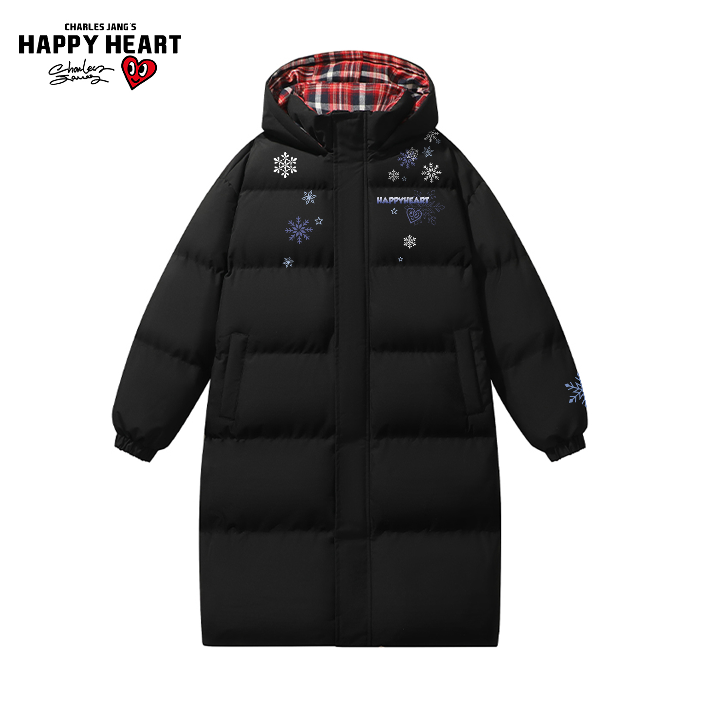 查尔斯桃心中长款过膝连帽棉衣