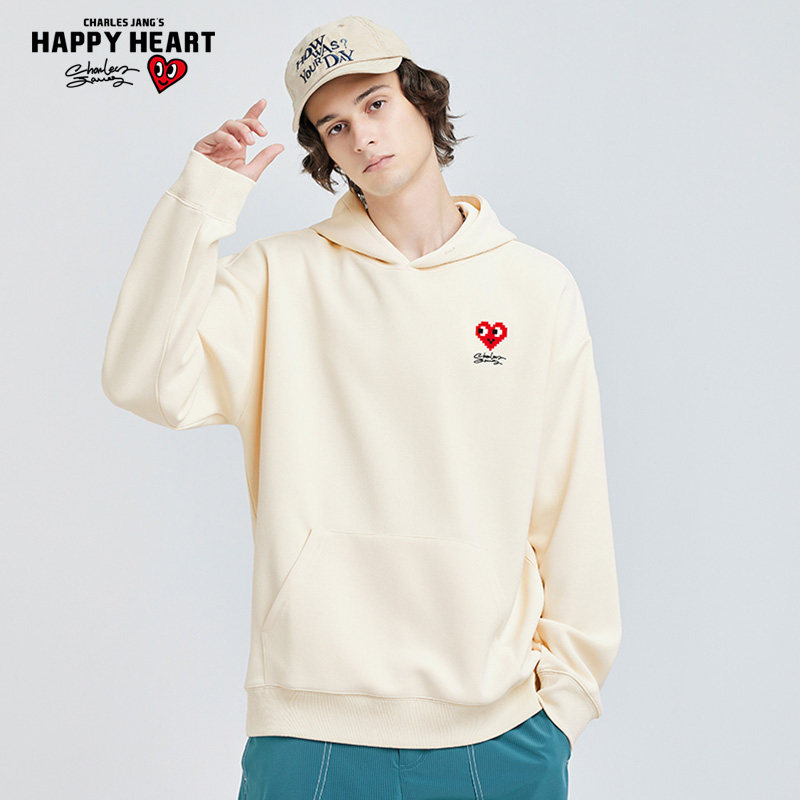 查尔斯桃心 连帽卫衣男秋冬季2026新款加绒加厚休闲套头爱心外套