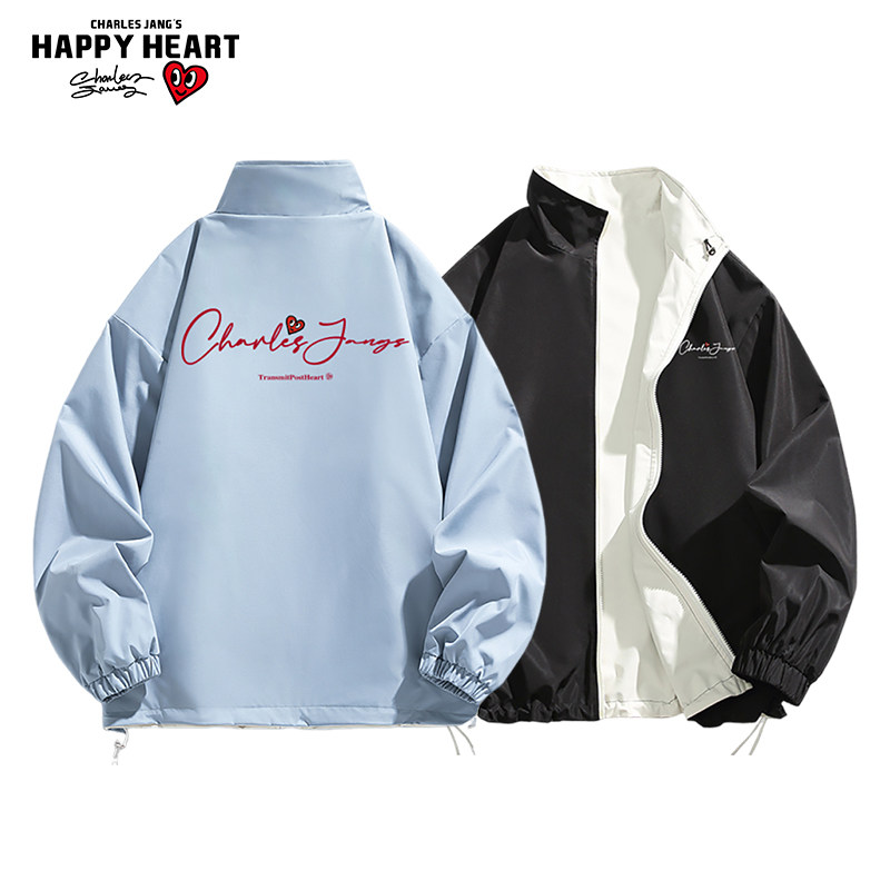 查尔斯桃心 双面穿字母涂鸦夹克男女春秋季宽松情侣美式立领外套,男装,夹克,淘宝优惠券,粉丝福利购,淘宝优惠卷