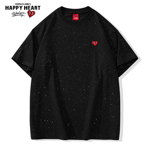 纯棉t恤满天星烫金宽松情侣短袖 查尔斯桃心 夏季