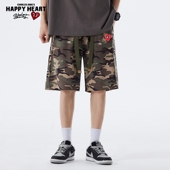 宽松休闲运动五分裤 查尔斯桃心 男2025夏季 新款 美式 复古迷彩短裤