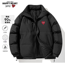 查尔斯桃心羽绒服男新国标90绒纯色爱心短款冬季外套2025新款加厚