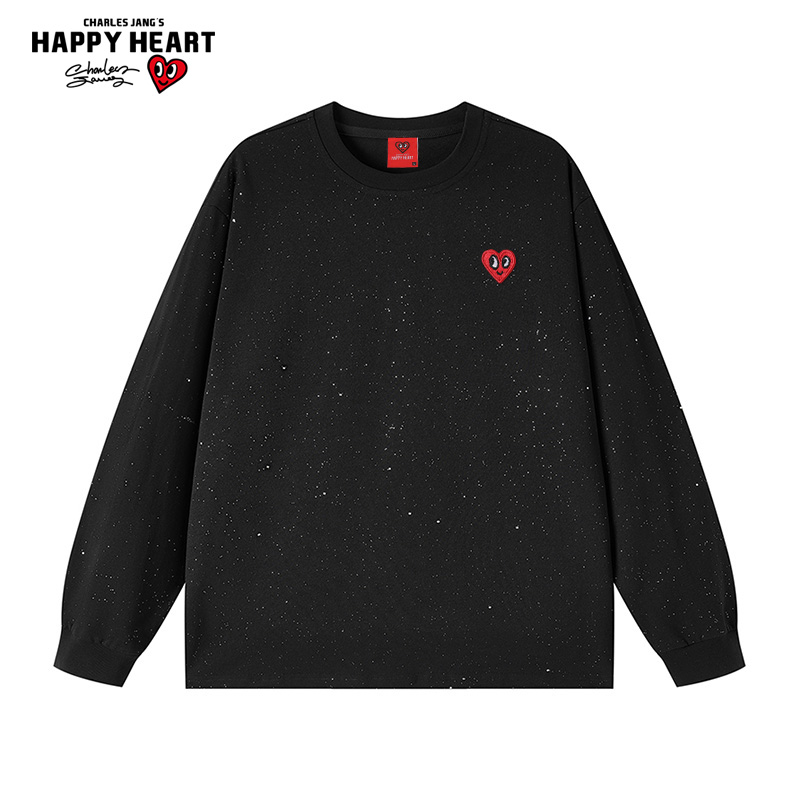 查尔斯桃心烫金满天星卫衣男圆领春秋季cleanfit百搭潮牌情侣上衣