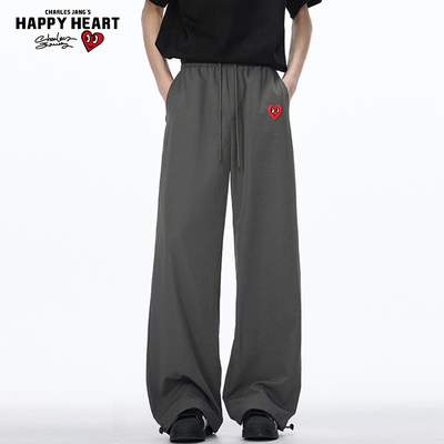 查尔斯桃心百搭宽松直筒运动裤
