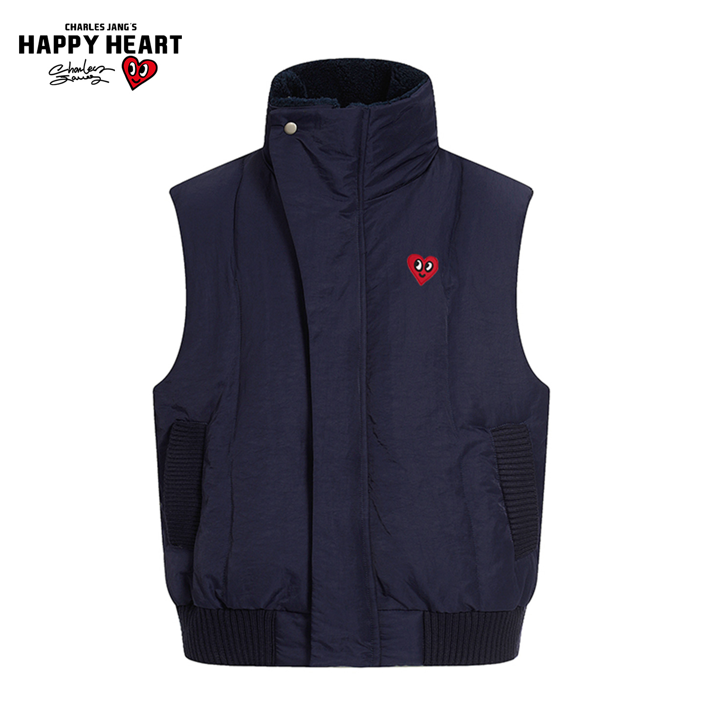 查尔斯桃心美式复古立领棉服马甲