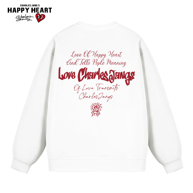 查尔斯桃心 美式圆领卫衣男女2025新款春秋冬季字母印花长袖内搭