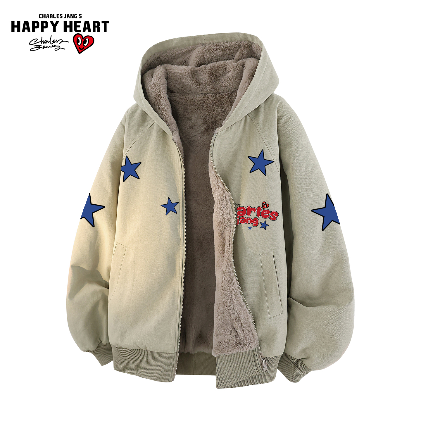 查尔斯桃心座山雕连帽加绒棉衣